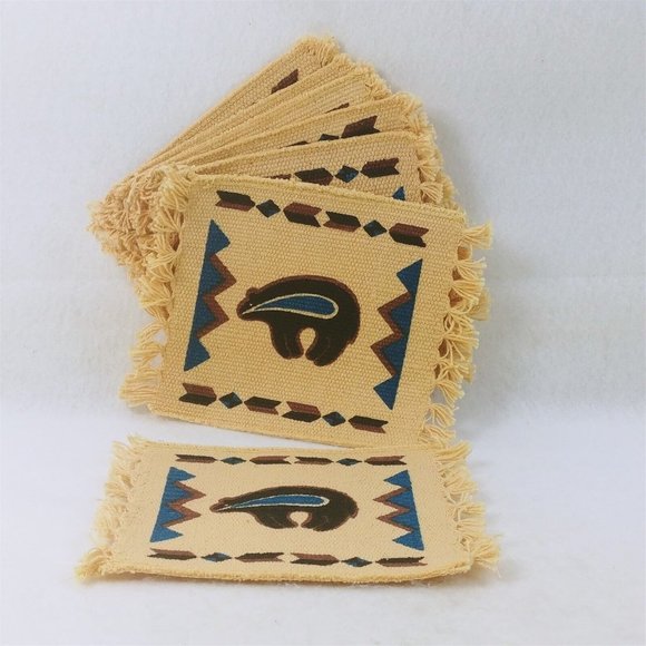 Cloth Coasters El Paso Saddleblanket Co Texas India 7"x6" - Picture 5 of 6